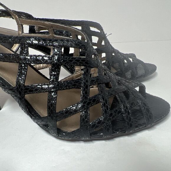 Worthington Women’s Black Faux Leather Slingback Shoes 3” Heels Sz 7 - Picture 3 of 11